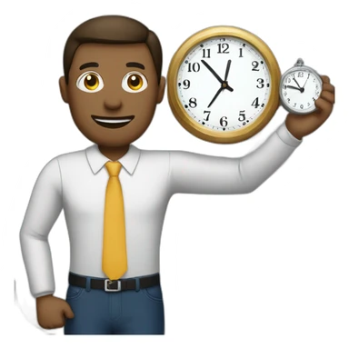a man holding clock sticker