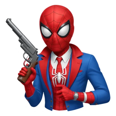 spiderman putting a pistol barrel in  sticker