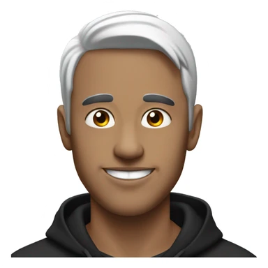 a guy with WHITE horns on his head, black hair and black hoodie, that is happy sticker