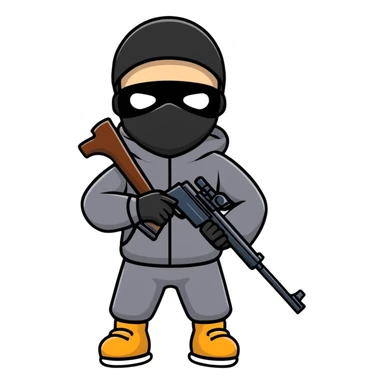 Boy with a ski mask and a gun￼ sticker
