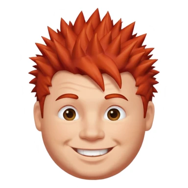 fat spiky haired happy man, red haired sticker
