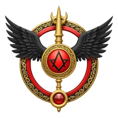 Holy Emblem with black wings and horn and red tetragrammaton in the middle sticker
