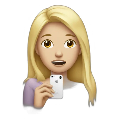 blonde woman crying holding an iphone sticker