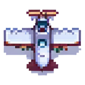 pixel art airplane, classic video game style sticker