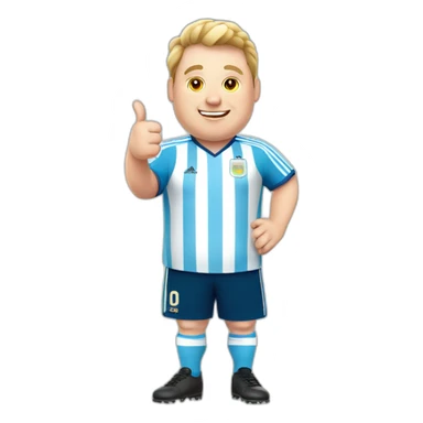obese white man play soccer. argentina uniform. Thumbs up  sticker