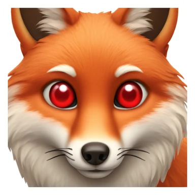 deep lush red fox face with tiny red heart instead of eyes sticker