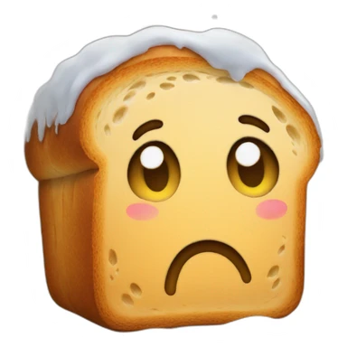 A loaf of sad bread on snow and emoji  sticker