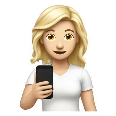 white person makes photo with smartphone sticker