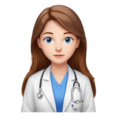 pretty female nursing student with long brown hair, blue eyes inside a classroom at university sticker