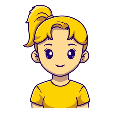 girl avatar with ponytail and yellow t-shirt sticker