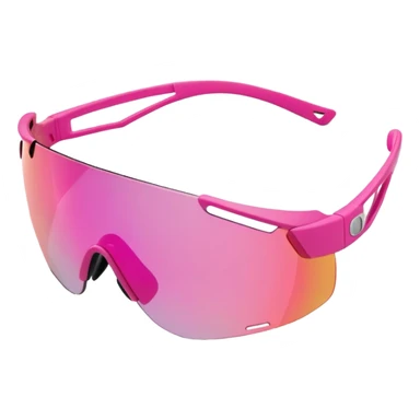 sporty pink shield visor sunglasses with aerodynamic shape, athletic design, wraparound one-piece lens sticker