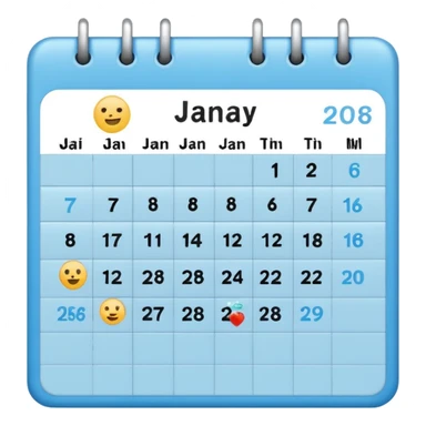 January calendar flat emojy style just writte Jan 2026. More flat style Just JAN 2026 should be on it. No need for days , shoujdbe JAn 2026 written in the middele of the icon sticker