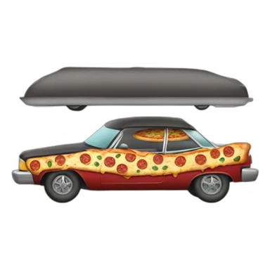 car with pizzas instead of tires sticker