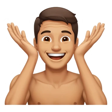 guy laughing with his hands on his neck sticker