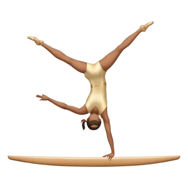 An artistic emoji of a professional sports acrobat performing a stunning balance pose on a narrow beam. The acrobat showcases perfect control, flexibility, and strength, executing an elegant handstand. The background features a bright gymnastics arena with spotlights. sticker