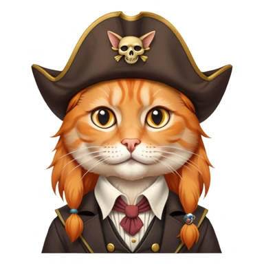Aristocratic orange cat on Jack Sparrow's shoulder sticker