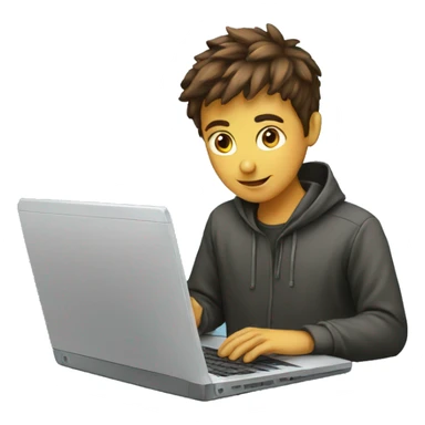 boy coding on laptop sticker