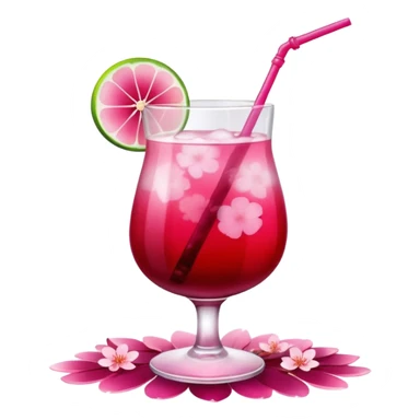 alcoholic drink with an ombre affect, made with cherry blossom petals, grenadine and sour limes sticker