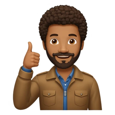 black man with beard, mustache, and short afro with his thumb up sticker