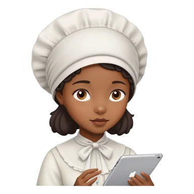 Black girl with a bonnet on and watching her ipad sticker