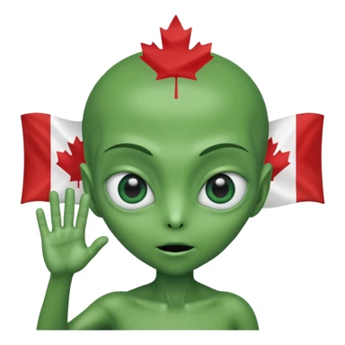Aliens aluting Canadian flag sticker