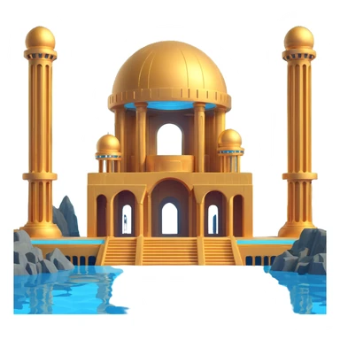 futuristic Anunnaki golden underwater base with full structure, domes and pillars sticker