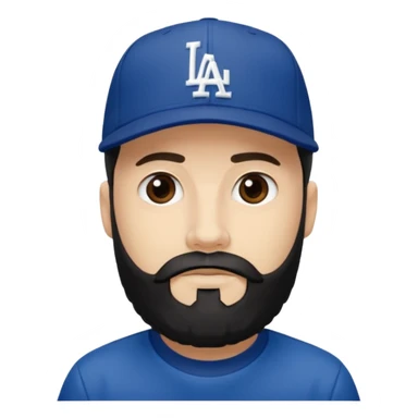 Can you make a guy with fair skin, taper fade, and black beard wearing an LA dodger hat? sticker