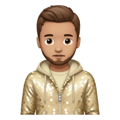 Liam Payne from One Direction with light skin, brown hair, cream sequin outfit sticker
