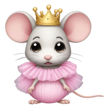 sad baby mouse with pink tutu and crown sticker