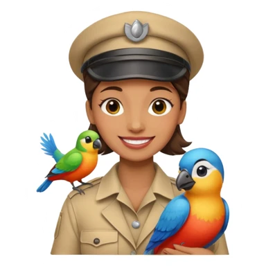 Female zookeeper with bird sticker