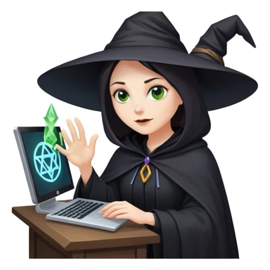 Witch hexing a computer  sticker
