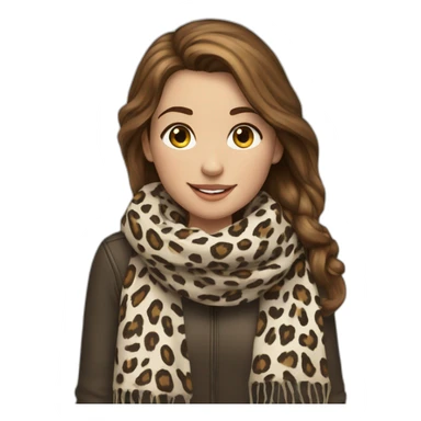 Girl brown Hair with print leopard scarf in a gay sticker