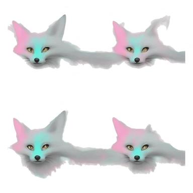 Faded dark Tie dye beige gray fox in pink cyan gray black beige gold jewellery sticker