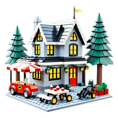  Ultra hotrod cute Lego Haunted Batman dream house Caravan with picnic table and folding chairs at Christmas  sticker
