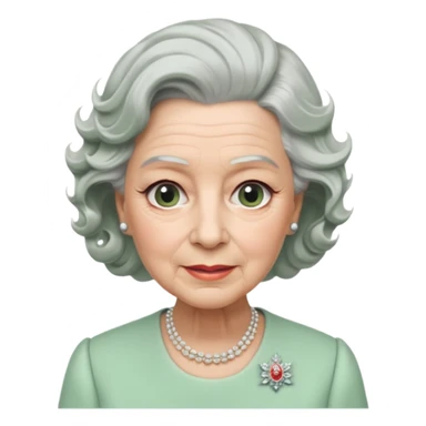 Queen Elizabeth with grey hair and waves in pastel green clothes sticker