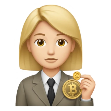 A minimalist emoji-style icon representing company pension plan: A gender-neutral office worker (🧑‍💼) with a coin and a bank symbol (🏦) in the background. sticker