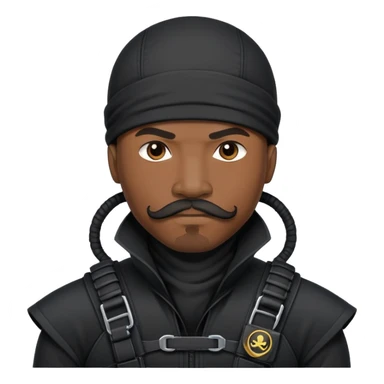 african-american mustache mercenary black ninja hacker terminal command center sticker