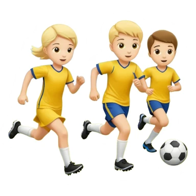 kids play soocer in yellow dress, boys sticker