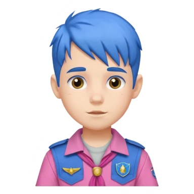 scout boy with very pink scout uniform, blue haired sticker