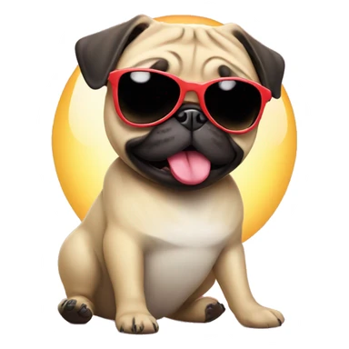 Pug with tongue out and sun glasses on sticker