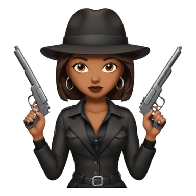 A sexy black female gangster with a gun sticker