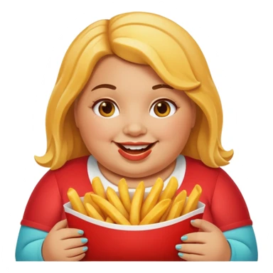 Fat Girl munching fries sticker