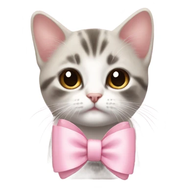baby pink bow on a cat sticker