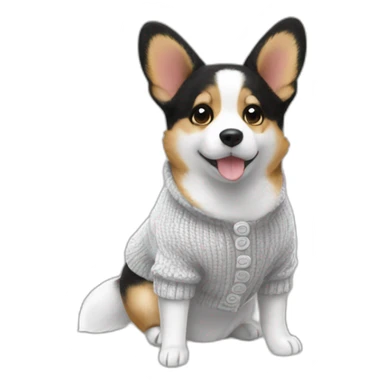 Black and white corgie cardigan without brown sticker