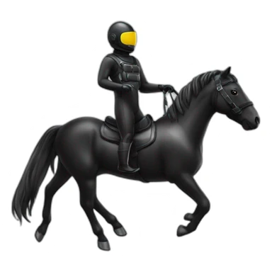 horse in black rubber shiny diving suit sticker