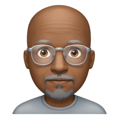 Bald mature Black male with Grey goatee and light glasses
 sticker