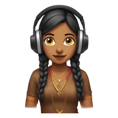 indian girl with headphones and fo sticker
