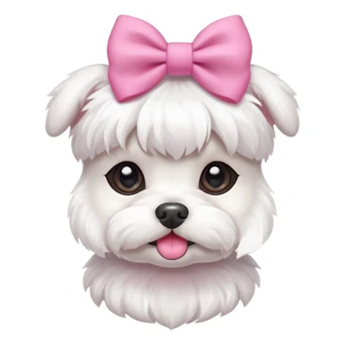 Maltese dog with a pink bow on his head sticker