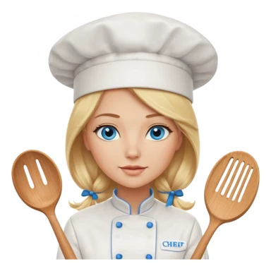 Sexy Long Blonde hair blue eyed female chef sticker