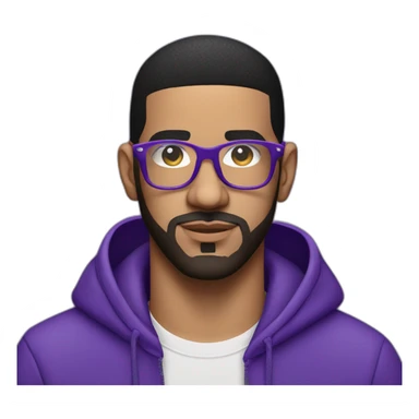 dj drake in purple hoodie and shiny rectangular glasses sticker